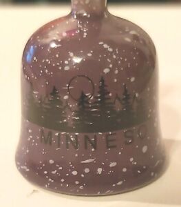 Art Pottery Bell Minnesota Souvenir Purple Miniature