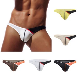 Underwear T-back Briefs Thong Underpants Bikini Patchwork Bulge Pouch Low-ri ) - Picture 1 of 13