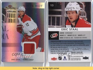 2013-14 Fleer Showcase Patch Tier 1 White Hot /18 Eric Staal #13 Patch