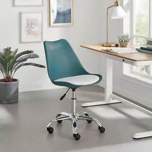 Furniturebox Oslo Scandi Inspired Office Chair With Faux Leather Cushion - Picture 1 of 24