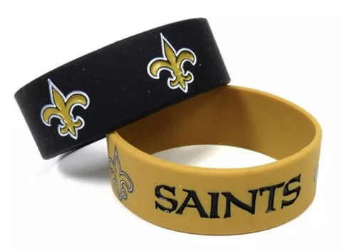 NFL New Orleans Saints Rubber Silicon Bracelet Wristband 2-Pack Cover