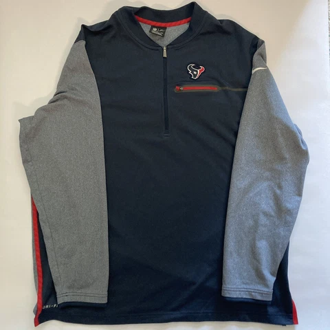 Houston Texans Sweatshirt Nike NFL Field Navy Quarter Zip Pullover Dry Fit XXL Cover