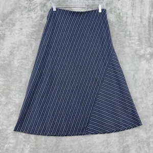 J Jill Skirt Womens Small Petite Nautical Striped Midi A LIne Stretch Knit Navy - Picture 1 of 8