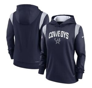 Nike Navy Dallas Cowboys Sideline Stack Performance Pullover Hoodie Women NWT