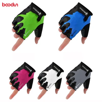 Boodun Fahrradhandschuhe Herren Damen Sommer Fingerlose Handschuhe Gel 5-Farbe