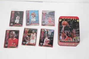 Michael Jordan 5 cartas de coleccionista totalmente metálicas 1996 cubierta superior con caja de hojalata. Bulls - Imagen 1 de 22