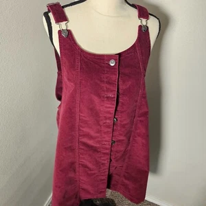 Celebrity Pink Juniors Size 2XL Cotton Corduroy Button-Front Pinafore Red Casual - Picture 1 of 12