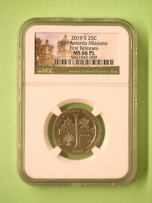 2019 S ATB San Antonio Missions NGC MS 66 PL - Image 1 of 2