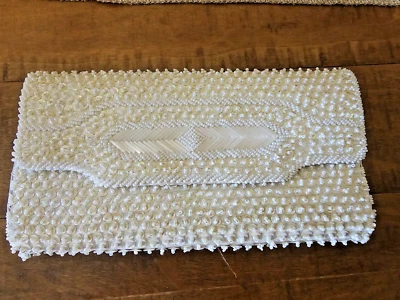 Bolso de Mano Vintage Marfil Cuentas Hecho a Mano en Hong Kong Perfecto para Boda o... Foto 1 de 4