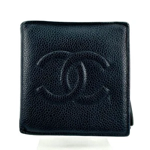 Auténtica billetera compacta de piel de caviar con marca Chanel Coco - Imagen 1 de 24