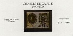 FRANCE GENERAL DE GAULLE : VIGNETTE SUR OR 23 CARATS NEUVE , TIRAGE LIMITE V037