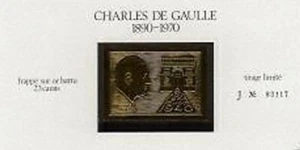 FRANCE GENERAL DE GAULLE : VIGNETTE SUR OR 23 CARATS NEUVE , TIRAGE LIMITE V037 - Imagen 1 de 1