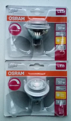 2 x Osram LED SUPERSTAR Dimmable Bulbs, Warm White, GU5.3, 7.8 W BNIP - Image 1 of 3