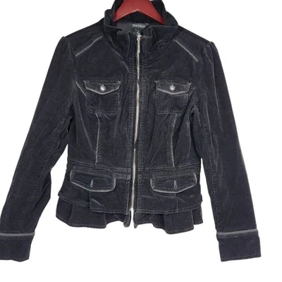 Chaqueta Blazer Utilitaria Casa Blanca Mercado Negro Pana Peplum Talla 8 Moto Foto 1 de 4