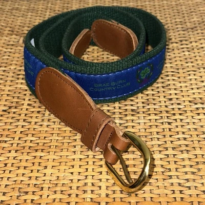 Cinturón de lona para adultos Preston Leather Products de colección hebilla de latón verde 97th Foto 1 de 4