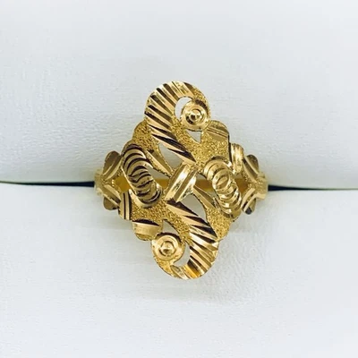 22k 916 Yellow Gold Diamond Cut Filigree Oval Engagement Wedding Ring Size 8 - Image 1 of 4