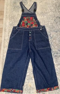 VTG Handmade Cottagecore Overalls Size 7/8 - Route 66 Red Patch Work Depiction - Picture 1 of 12