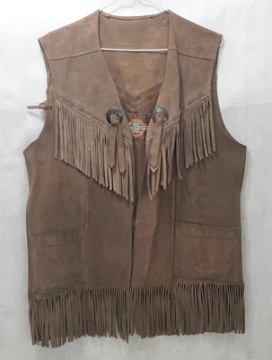 Chaleco de Cuero Pioneer Wear - Frente Abierto con Borlas Flecos Para Hombre L/Talla 42 --- LEER Foto 1 de 4