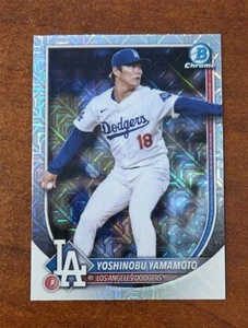 Yoshinobu Yamamoto Chrome Mojo Refractor 2025 Bowman Card #18 LA Dodgers - Picture 1 of 1