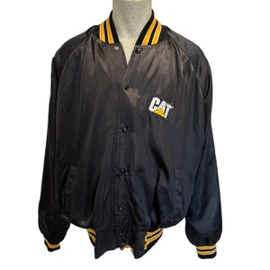 Vintage Men’s Sz 2X Tonkin Caterpillar Satin Bomber Jacket USA New Old Stock - Picture 1 of 12