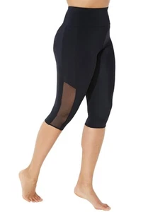 Swimsuits for All Women's Chlorine Resistant High Waist Mesh Swim Capri (Plus - Picture 1 of 3