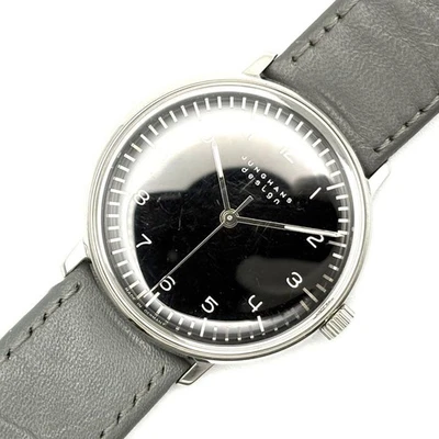 Reloj Junghans Max Bill 27/3702 esfera negra cuerda a mano niños unisex mujeres analógico Foto 1 de 4