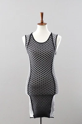 Vestido Bodycon de malha elástica INTERMIX: preto + branco - feminino M médio - Imagem 1 de 4