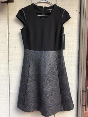 Marc New York Andrew Mark NUEVO Vestido Talla 2 Negro Elastizado Trabajo Mangas Cortas   Foto 1 de 4