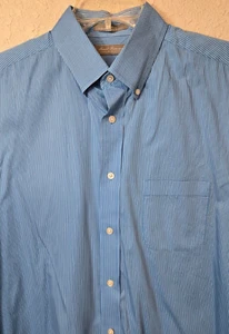 Daniel Cremieux Signature Series Mens L Blue Pin Stripe Button Up Long Sleeve - Picture 1 of 9