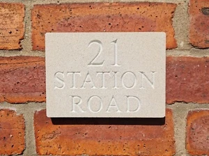 House Sign Natural Stone | Personalised Address Name Plaque | Engraved 17 x 13cm - Picture 1 of 7