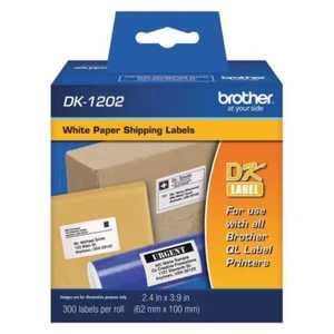 Brother Die-Cut Shipping Labels 2.4" x 3.9" White 300/Roll DK1202 - Picture 1 of 3