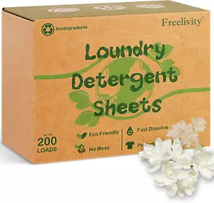 Freelity Lenzuola Detersivo per Lavanderia, 200 Fogli Profumo di Lino Fresco - Eco-Friendly - Foto 1 di 12