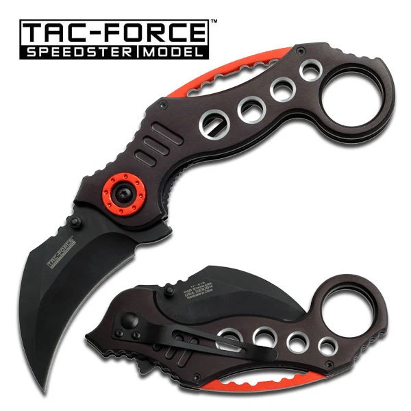 TAC FORCE Knife Pocket Folding Karambit Spring Assisted Black Red - Image 1 of 1