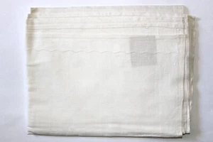 Vintage Soviet Union Linen Sheet, White, Size: 84" x 59" (150 cm x 214 cm) - Afbeelding 1 van 4