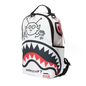 SPRAYGROUND Backpack Keith Harring Wassup Alien Shark White Laptop Tablet Pouch - Picture 1 of 24