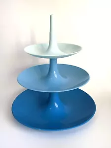 Koziol Babell Large Blue Party Tiered Tray Cupcake Fruit Platter Display Vintage - Picture 1 of 10
