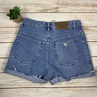 Pantalones Cortos Guess Vintage Años 90 Grial Denim Jeans Corte Cuña - Talla 32 Foto 1 de 4