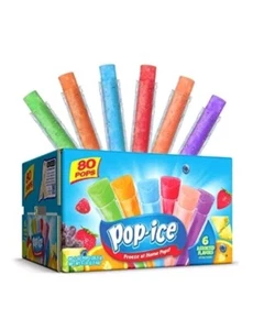 Pop Ice Popsicle Variedad Paquete de 1 OZ Barras Congelador, Sabores Surtidos, 80 Unidades - Imagen 1 de 9