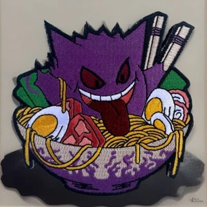 Gengar Pokémon Ramen Bowl Embroidered Hook/Loop Morale Patch - Picture 1 of 3