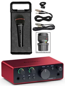 Focusrite Scarlett Solo 4th Gen Studio Recording USB Audio Interface+Microphone - Picture 1 of 12