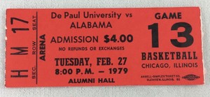 1979 02/27 Alabama at DePaul Basketball Ticket Stub-Mark Aguirre,Gary Garland