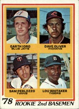 1978 Topps #704 Garth Iorg RC Dave Oliver RC Sam Perlozzo RC Lou Whitaker RC  EX