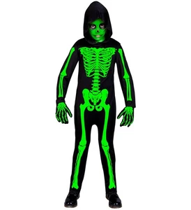 Overall mit Kapuze Skelett schwarz grün Karneval Halloween Kostüm Kinder - Bild 1 von 1