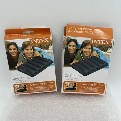 2 Pack Intex Inflatable Camping Pillow Canvas Feel Fabric Top 17" x 11" NOS - Image 1 of 4