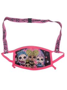 Kids Girls LOL Surprise Reusable Face Mask Pink w/ Removable Strap Queen Bee - Picture 1 of 4