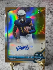 Bowman U 1st Jeff Sims 2022 refractor dorado autógrafo automático #BCPA-JS 11/50 novato - Imagen 1 de 2