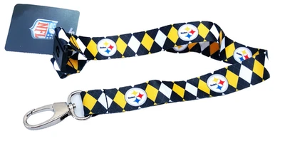 Pittsburgh Steelers Estilo Argyle Llavero Cordón Reversible con Clip Nuevo Foto 1 de 3