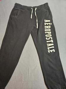 Pantaloni Aeropostale donna grandi neri svasati Y2K in pile ricamato pantaloni jogger - Foto 1 di 11