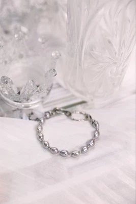 Pulsera Celeste de perlas y eslabones de plata Foto 1 de 4