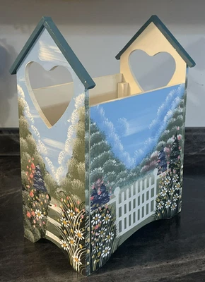 Cubo de almacenamiento Kenyield pintado a mano jardín romántico cottagecore rústico 17,25x12" Foto 1 de 4